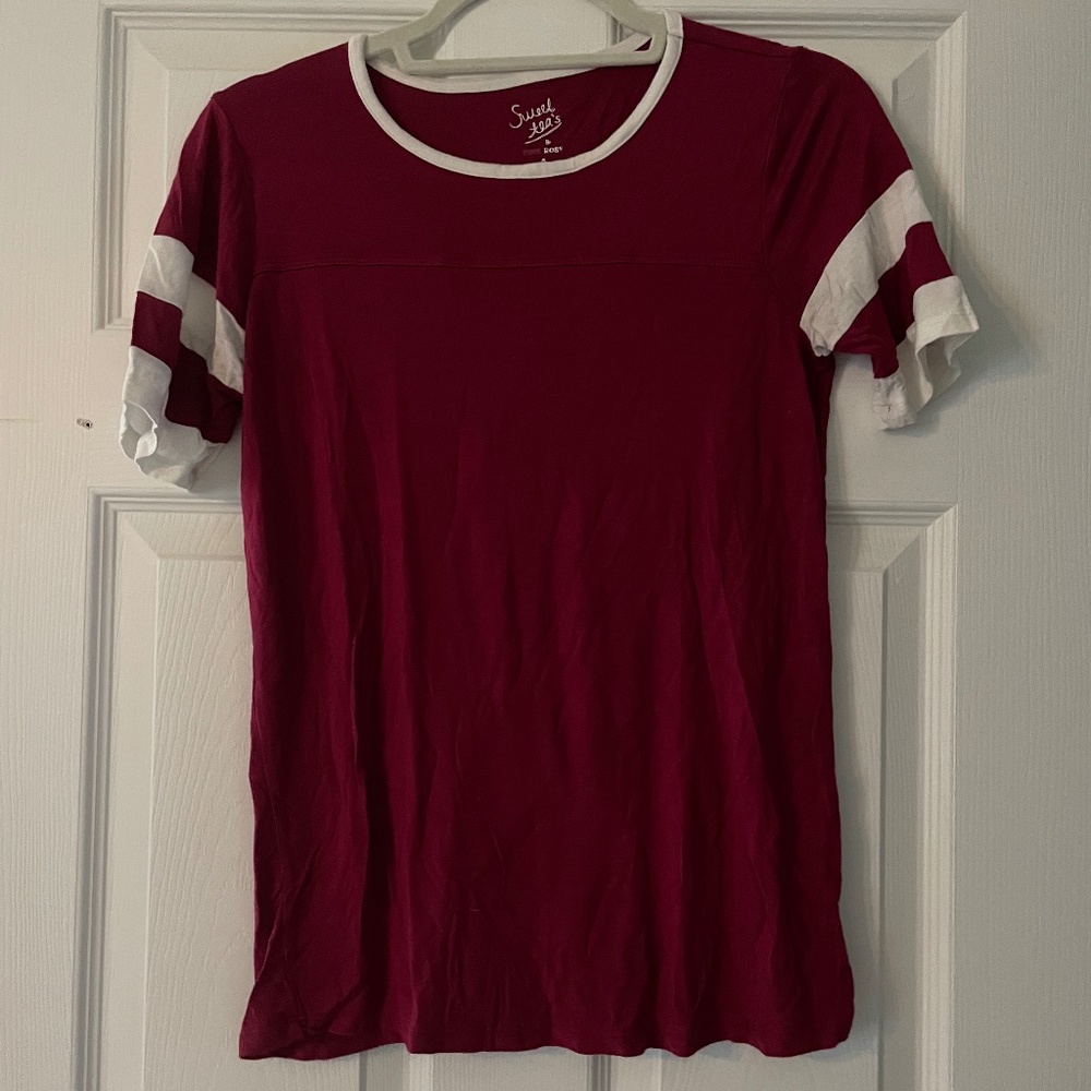 Small Crimson and white comfort jersey fit t-shirt by Sweet Tea's